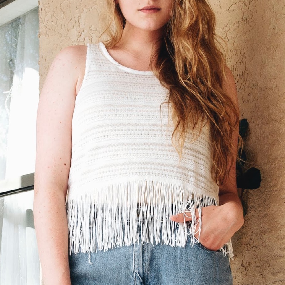Rue 21 Textured Cropped Tassle Top